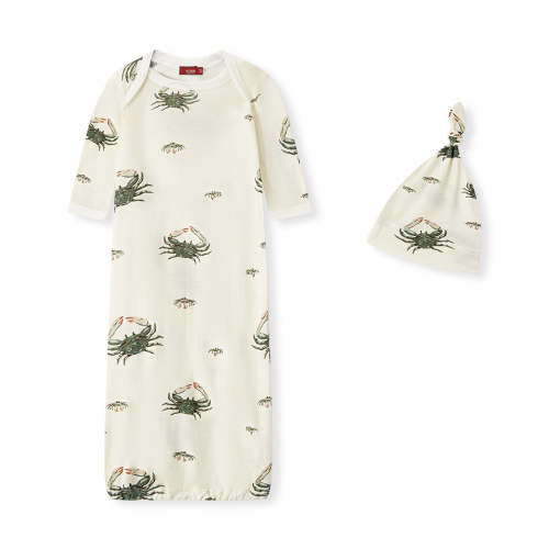 Coastal Crab Bamboo Newborn Gown & Hat Set