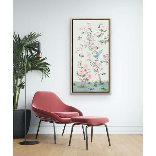 April, a green chinoiserie canvas wrap
