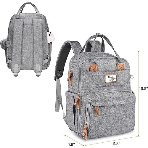 RUVALINO Diaper Bag Backpack - All-in-One Travel Backpack for Girls, Multifunction Waterproof Baby Bag for Moms with Changing Pad, Stroller Strap, Pacifier Case - Baby Essentials - Olive Green