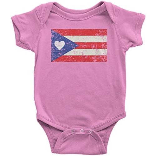 Threadrock Baby Puerto Rico Flag with Heart Infant Bodysuit