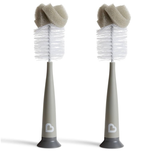 Munchkin® Sponge™ Bottle Brush, Modern Design, 2 Pack, Grey