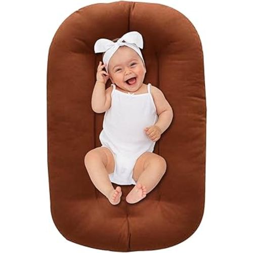Baby Lounger for Newborn Babies 0-24 Months, Bionic Organic Lounger for Baby, Soft Cotton Breathable Infant Lounger for Home and Travel (H)