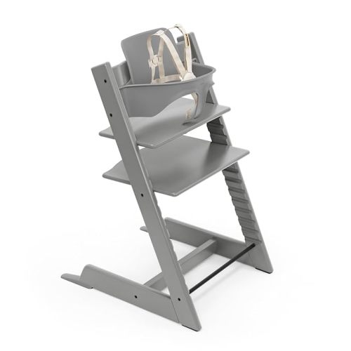 Stokke Tripp Trapp High Chair 2, Storm Grey - Includes Chair + Baby Set with Removable Harness for Children 6-36 Months - Adjustable, Ergonomic & Easy to Clean