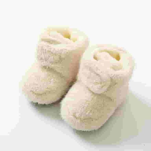 Fleece Baby Booties, Warm Cozy Baby Slippers, Easy to Put on, Christmas Baby Gifts, Soft Newborn Booties Non-Slip Adjustable Baby Shoes 0-24 Months