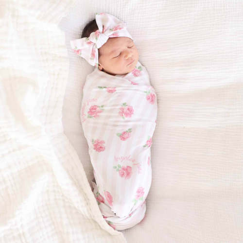 Rosy & Cozy Personalized Swaddle Blanket