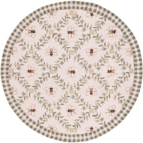 Chelsea HK55 Hand Hooked Indoor Area Rug - Ivory/Green - 5'6" Round - Safavieh