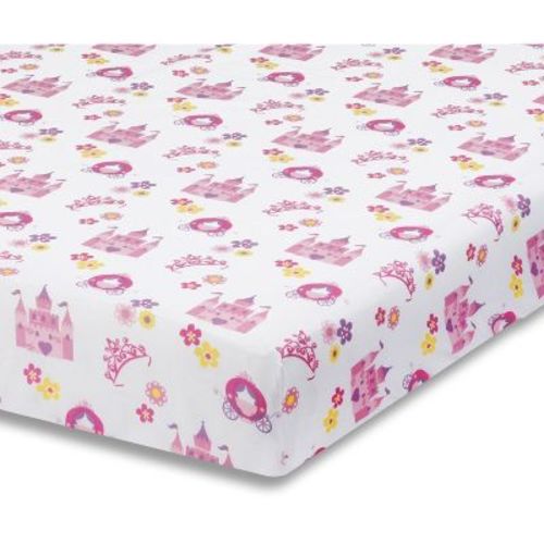 Everyday Kids Baby Girl Fitted Crib Sheet Princess Storyland, 100% Soft Breathable Microfiber, Fits Standard Crib Mattress 28x52in