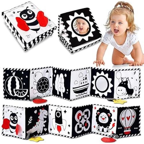 Black and White Baby Toys - High Contrast Baby Toys for Newborn Infant Montessori Sensory Toys 0-3 Months developmental toys Tummy Time Toys 6 7 8 9 10 11 12 month old baby must haves baby gifts
