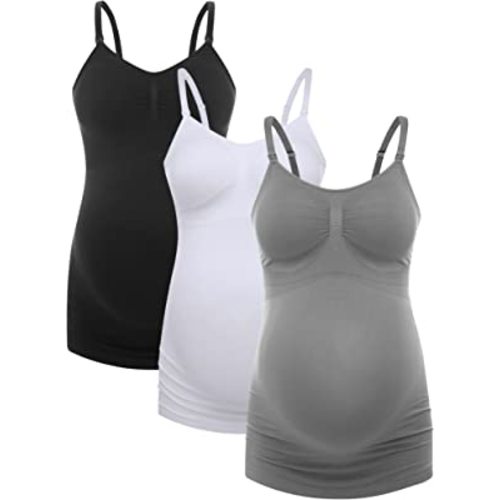 HOFISH Women's Breast Feeding Tops,Maternity Nursing Cami with Build in Shelf Bra 3Pack