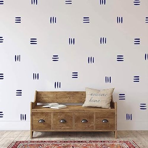 120pcs Modern Line Wall Stickers Boho Nursery Kids Living Room Scandinavian Home Décor Self-Adhesive Murals Vinyo DIY Gift YT5037 (Navy Blue)