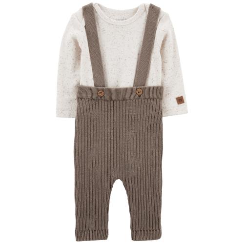 Baby 2-Piece Bodysuit & Sweater Coveralls - 3M - Style,Grey/Brown