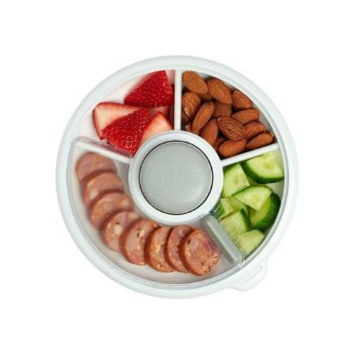 Gobe Kids' Small Snack Spinner Slide Baby And Toddler Food Storage Container - Gray - 11oz