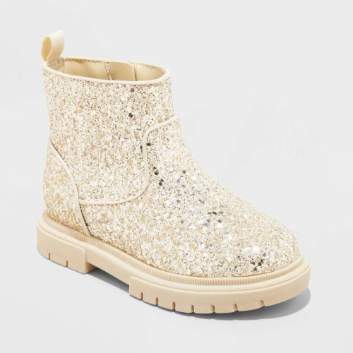 Toddler Flora Glitter Boots - Cat & Jack™, Color: Gold, size - 8T
