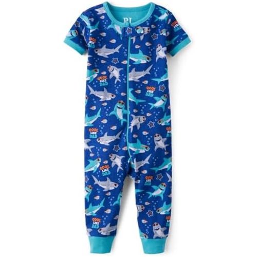 The Children's Place Baby Boys' and Newborn 100% Cotton Short Sleeve Zip Front One Piece Footless Pajamas