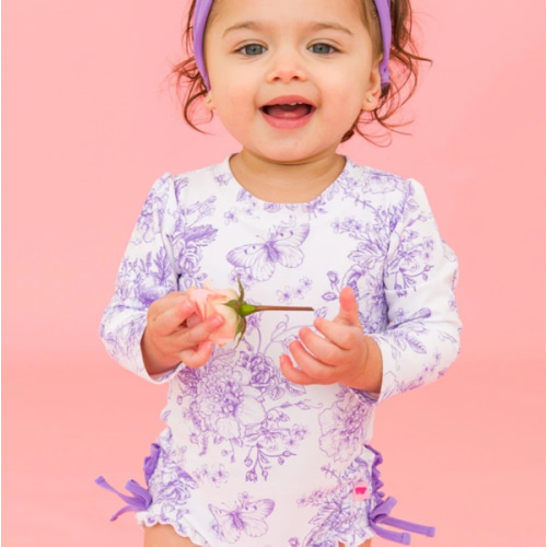 Floral Long Sleeve One Piece Rash Guard