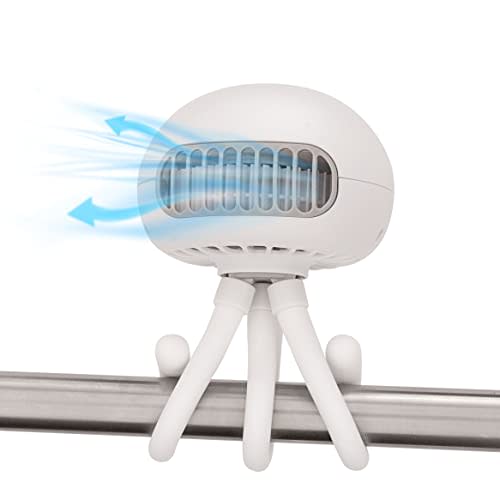 Asani Portable Bladeless Baby Stroller Fan, Rechargeable Battery-Operated Fan with 3 Breeze Settings & Quiet Motor, Personal Fan for Baby Car Seat, Camping, Desk, Golf Cart, Wheelchair, & More (White)