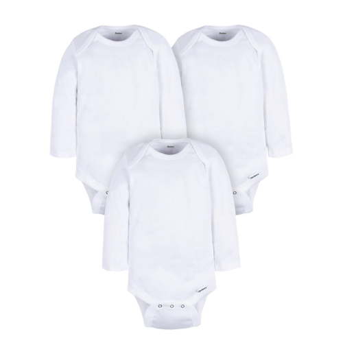 Gerber Gender Neutral Casual White Long Sleeve Cotton Bodysuit, 3-Pack, Sizes Preemie - 24 Months