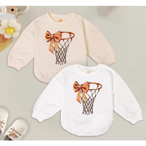 Coquette Basketball Bow Baby Romper, My First Basketball Season, Sports Fan Baby Clothes, Newborn Outfit, Baby Girl Basketball Outfit
