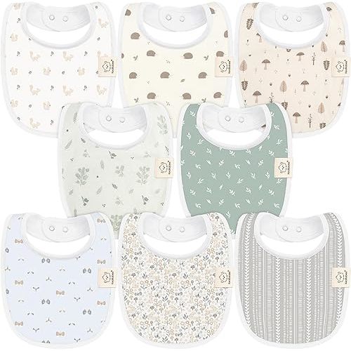 8-Pack Organic Baby Bibs for Boys, Girls - Soft Cotton Drooling and Teething Baby Bibs, Baby Girl Bibs, Baby Boy Bibs, Baby Drool Bibs for Baby Girl, Boy, Newborn Infant Bibs (Prairie)