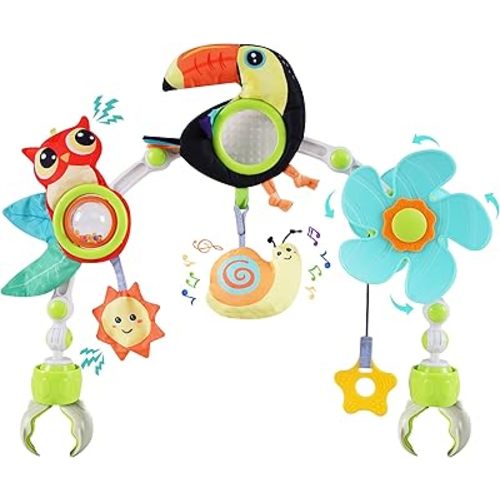 Adjustable Arch Bassinet Toys for Infant & Toddlers, Stroller Arch, Baby Crib Toys with Fascinating Toys for Stimulating Baby’s Senses and Developing Motor Skills