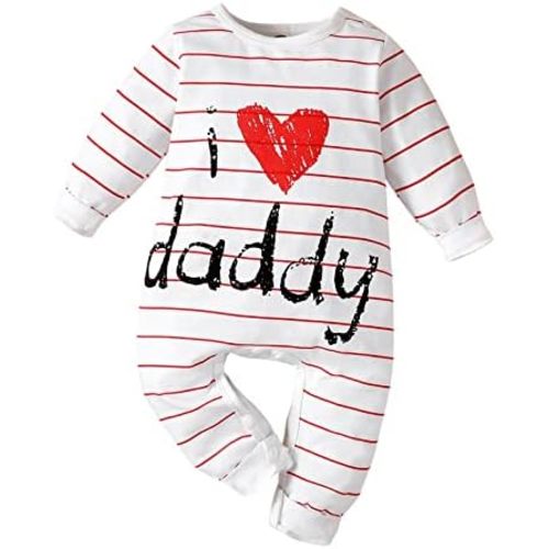 Valentines Baby Boy Girl Outfit Long Sleeve Jumpsuit Heart Letter Print Striped Romper Bodysuit Infant Cute Clothes
