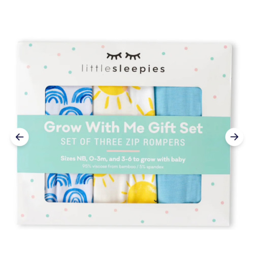 Blue Rainbows, Sky Blue & Sunshine Zippy Grow With Me Gift Box - Little Sleepies