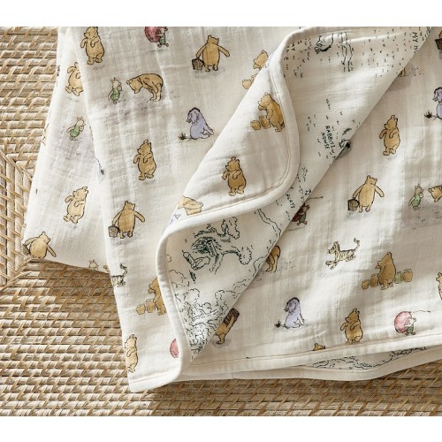 Disney's Winnie the Pooh Oversized Organic Muslin Baby Blanket
