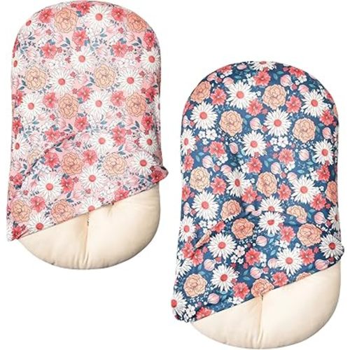 2 Pack Baby Lounger Cover Soft Cotton Slipcover Fits Newborn Lounger for Baby Boys and Girls Infant Lounger Cover (2 Pack Boho Floral)