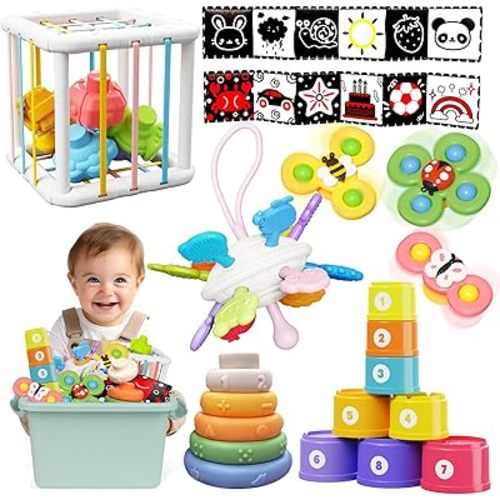 Montessori Toys for Babies 6-12 Months, Baby Toys 6-12 Months, Montessori Toys for 1+ Year Old, Infant Toys 0-6-12 Months, 6 in 1 Baby Girl Boy Gifts