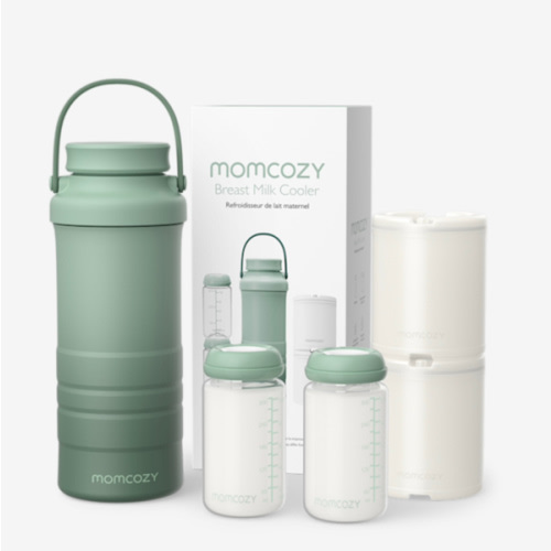 Momcozy 22oz Portable Breast Milk Cooler for Outdoor, Life Saver with 360° Total Cooling for 24 Hours, Larger Capacity Travel Breastmilk Chiller with 2pcs Baby Bottles for Breastmilk Storage, Green