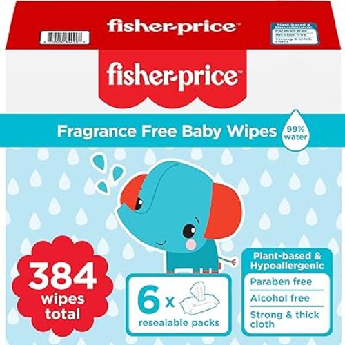 Fisher-Price Wipes, Plant-Based, 384 Count