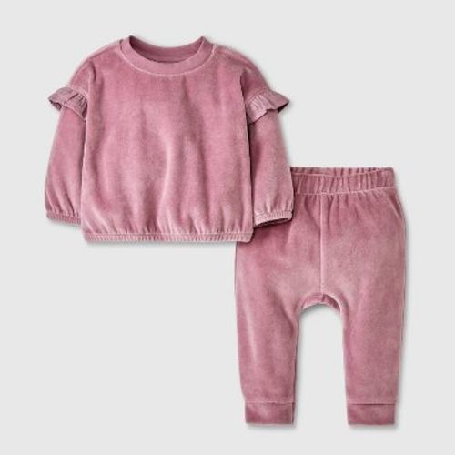 Baby Girls' Velour Top & Bottom Set - Cat & Jack™ Purple 12m