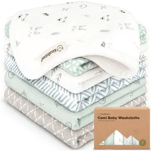 6-Pack Cotton Baby Washcloths for Newborn - Organic Cotton Muslin Soft Wash Cloths for Babies, Infant, Kids, Toddler Towels for Boy, Girl, Super Absorbent Face Cloths, Scratch-Free Baby Rags (Nordic)