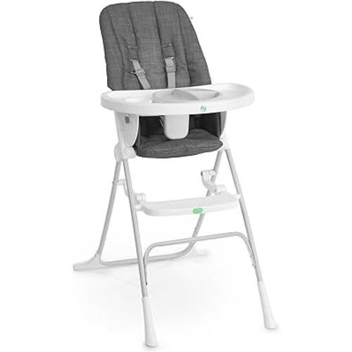 Ingenuity: ity by Ingenuity Sun Valley Compact Folding High Chair, Food-Grade Safe Plate, Safety Harness, for Ages 6 Months and Up, Unisex - Grey