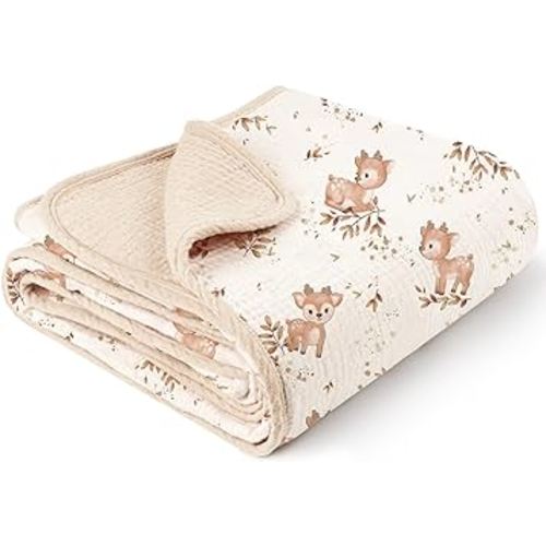 Konssy Muslin Baby Blankets for Girls Boys, 100% Cotton Crib Blanket for Baby Infant Toddler, Super Soft and Lightweight Nursery Blankets 40"x36"