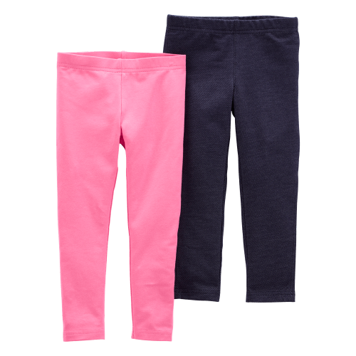 Baby 2-Pack Pink & Navy Cotton Stretch Leggings | Carter's