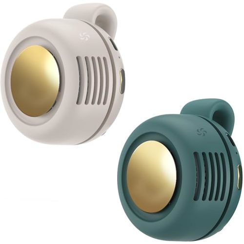Portable Clip-On Fan, Mini USB Rechargeable 360° Rotatable Fan, 3-Speed Silent Mini Bladeless Fans (White+Green)