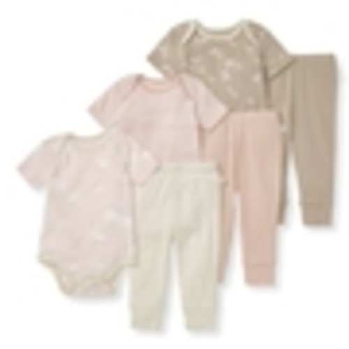 Whimsical Floral Organic Short Sleeve Bodysuit and Pant Set 3 Pack