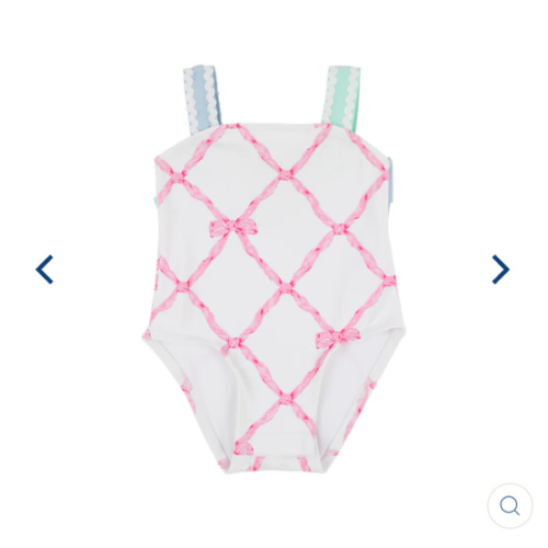 Shannon Bow Bathing Suit - Belle Meade Bow with Buckhead Blue & Sea Island Seafoam
