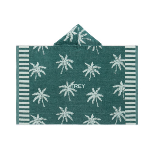 Palm Trees Plush Jacquard Baby Beach Hooded Towel UPF 50+