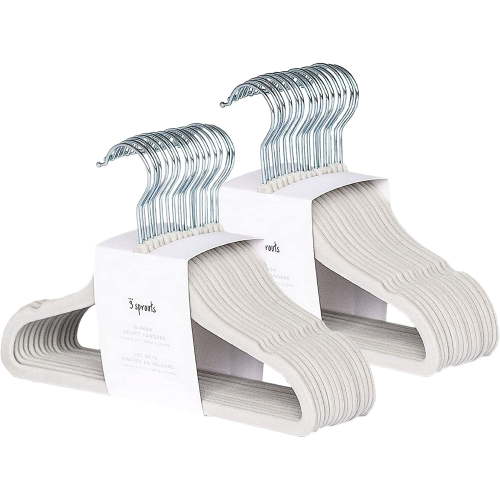 3 Sprouts Baby Velvet, Non-Slip Clothes Hangers - Pack of 30 - Gray