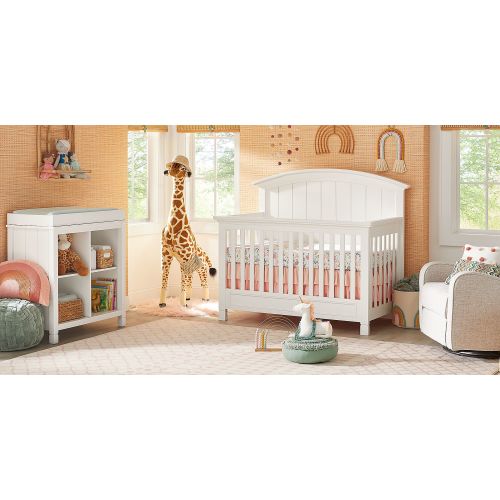Cottage Colors 2 Pc White Colors,White Bedroom Set With Crib, Bookcase With Changing Tray