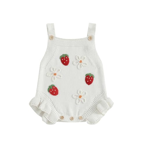 Baby Sweater Knit Romper Newborn Girl Strawberry Sweaters Onesie Overalls Fall Winter Clothes Knitted Outfit