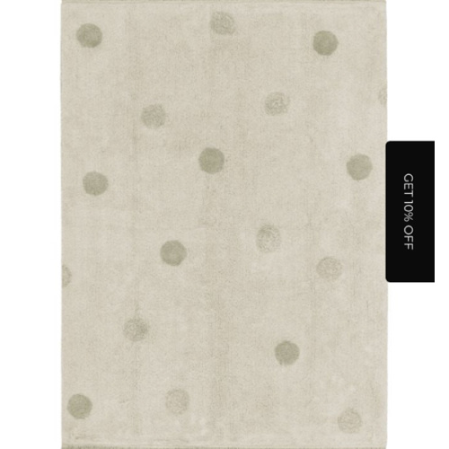 WASHABLE RUG HIPPY DOTS NATURAL - OLIVE