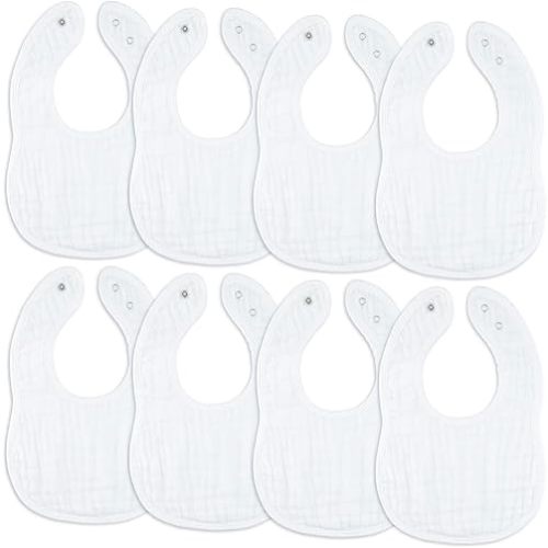 Comfy Cubs Muslin Baby Bibs, Drool Bibs, Adjustable with Easy Snaps, Teething & Drooling, Absorbent Bibs for Boys & Girls
