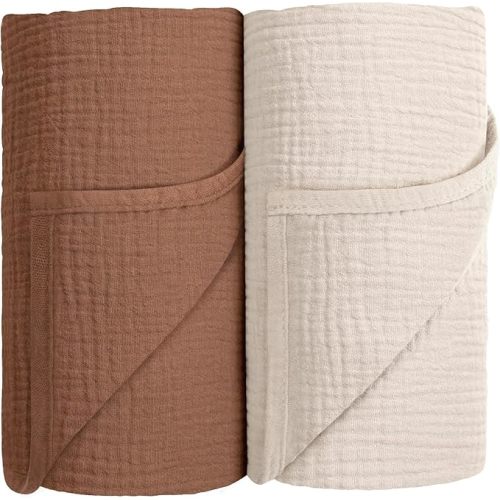 Susurration Muslin Receiving Blanket,100% Cotton Swaddle Blankets for Newborn Soft Thin Swaddle for Unisex Newborn 40x38in(Dark Brown)