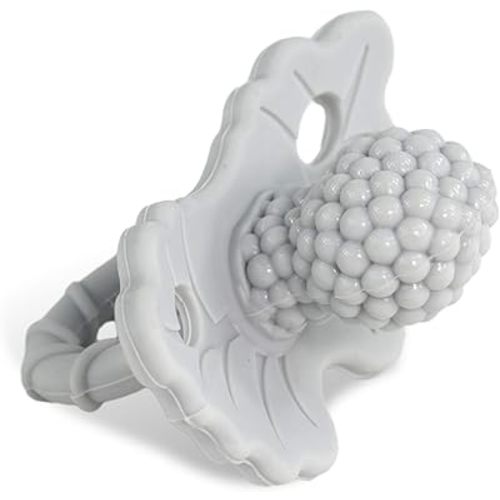 RaZbaby RaZberry Silicone Baby Teether Toy - Berrybumps Soothe Babies Sore Gums - Infant Teething Toy - Hands Free Design - BPA Free - Easy-to-Hold Design - Teething Relief Pacifier - Cookies & Cream