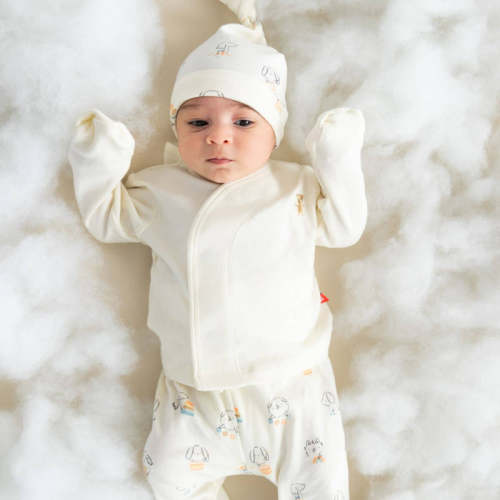 puppy play organic cotton magnetic take-me-home kimono set
