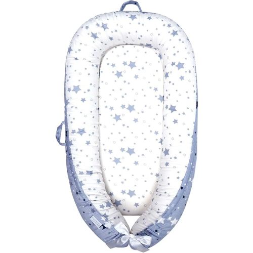 Baby Lounger, Ultra Breathable Soft Cotton Perfect for Tummy Time, Portable & Adjustable Infant Floor Seat for Traveling | Newborn Shower Gift