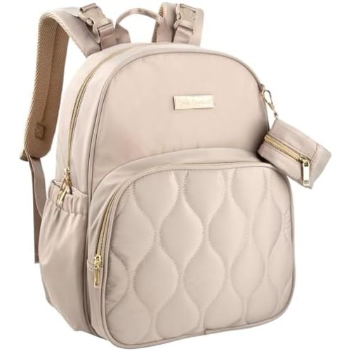 Baby Essentials 3 in 1 Diaper Bag Backpack, Changing Pad & Pacifier Pouch for Newborns, Infants, Toddlers - Quilted, Smooth, Sheek, Padded in Design, Beige